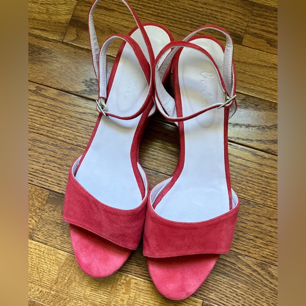 Boden Red Suede Ankle Strap Platform Wedge Sandal